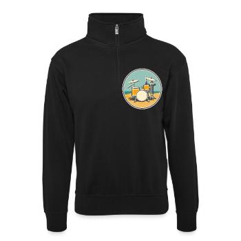 Drum Set Illustration - Unisex Pullover mit Zip-Kragen - Schwarz - Vorne