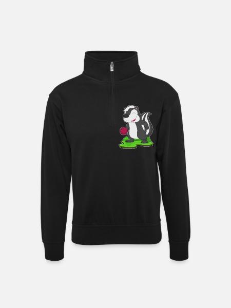 Skunk Bowling Bowling Ball - Unisex sweater with zip collar - black