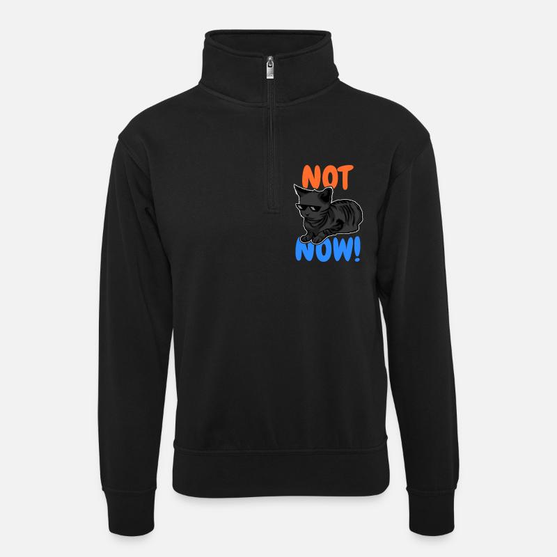 Lustige Katze - Unisex Pullover mit Zip-Kragen - Schwarz