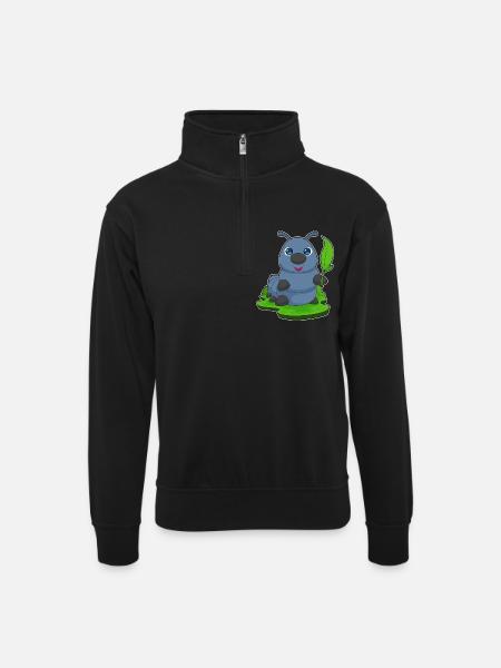 Feuille de chenille - Sweat col montant zippé unisexe - noir
