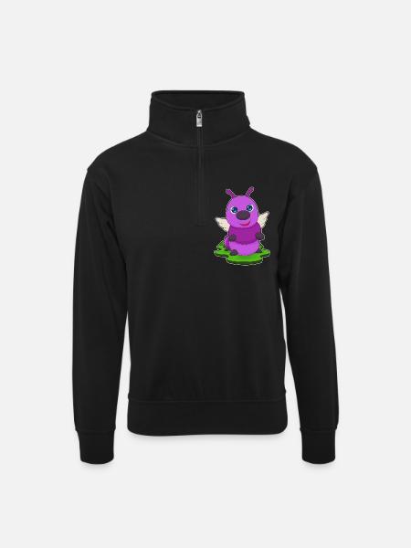 Ailes d’ange chenille - Sweat col montant zippé unisexe - noir