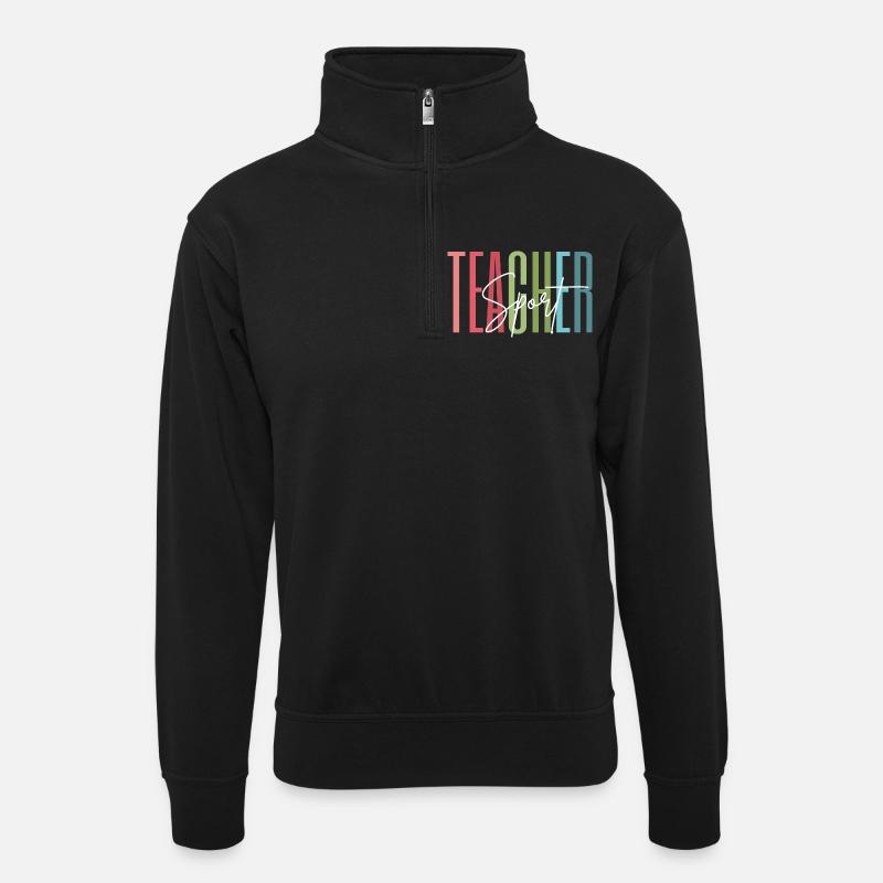 Sport Teacher Schule Geschenk - Unisex Pullover mit Zip-Kragen - Schwarz