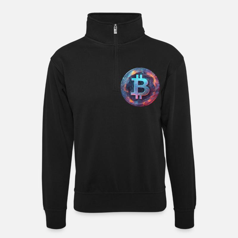 Bitcoin im Flammenmeer - Unisex Pullover mit Zip-Kragen - Schwarz