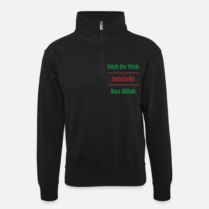 Point par point, le bonheur surgit - Sweat col montant zippé unisexe - noir