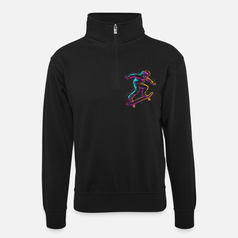 dessin de skateboarder de dessin animé - Sweat col montant zippé unisexe - noir