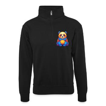 Panda Bunte Kawaii Cartoon Figur Clipart - Unisex Pullover mit Zip-Kragen - Schwarz - Vorne