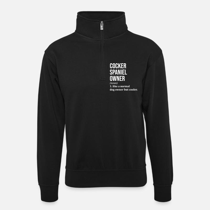Cocker Spaniel - Unisex sweater with zip collar - black