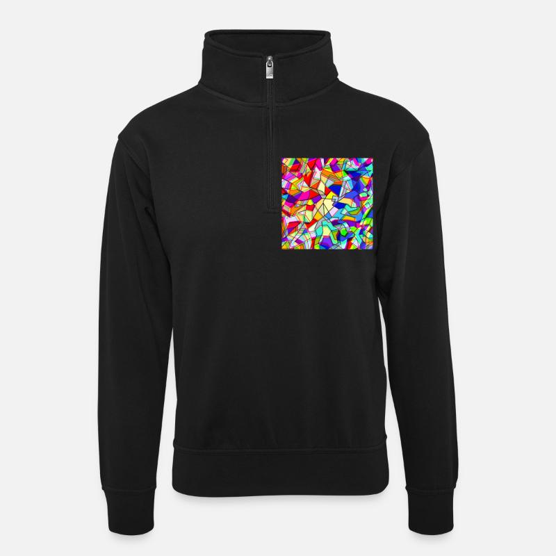 Holography - Unisex sweater with zip collar - black