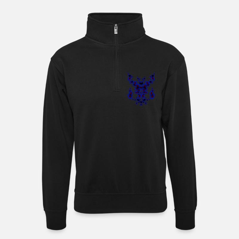 Pipe Chess Blue - Unisex sweater with zip collar - black