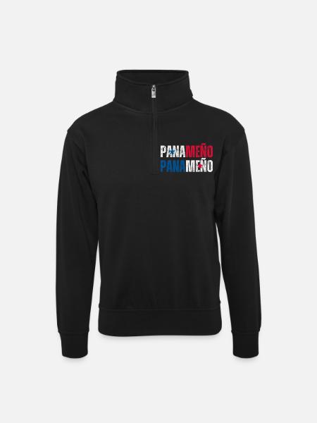 Panamanian flag, Panamanian pride - Unisex sweater with zip collar - black