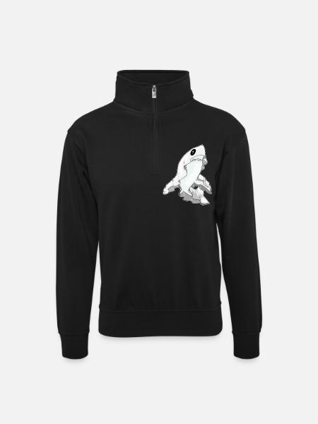 Requin Halloween Fantôme - Sweat col montant zippé unisexe - noir