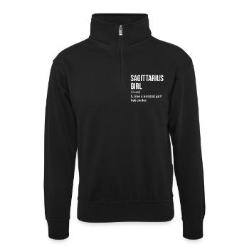 Schütze - Unisex Pullover mit Zip-Kragen - Schwarz - Vorne