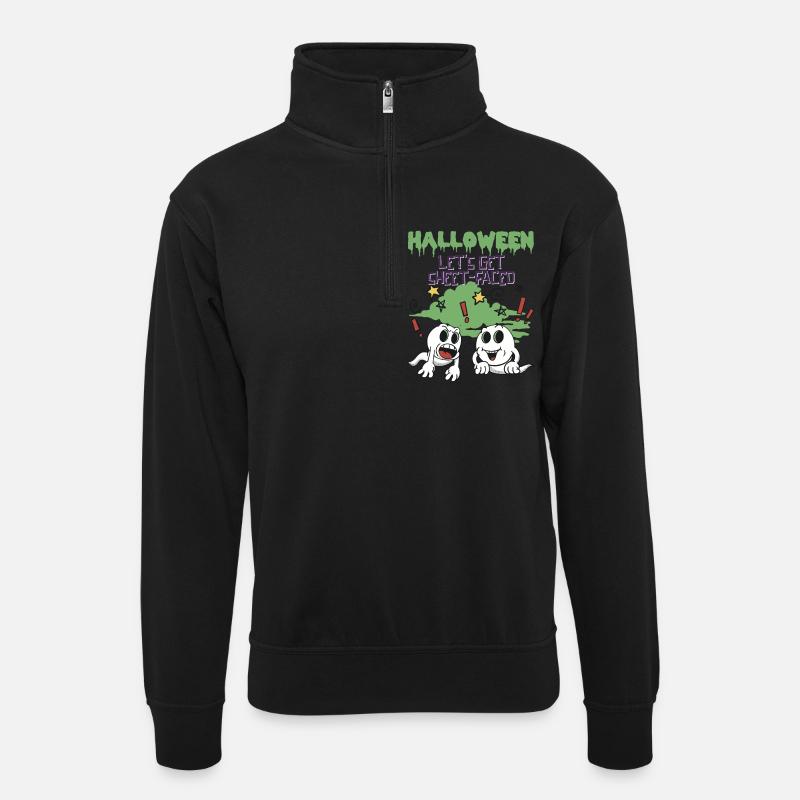 Halloween - Mettons-nous à face de feuille - Sweat col montant zippé unisexe - noir