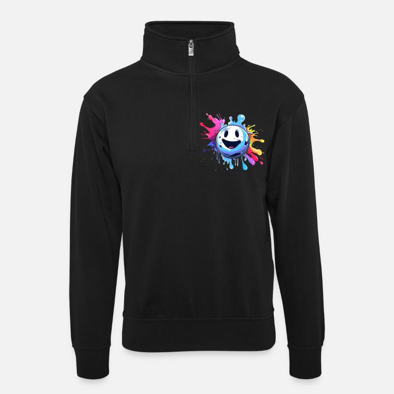 Cartoon Bowlingkugel - Unisex Pullover mit Zip-Kragen - Schwarz
