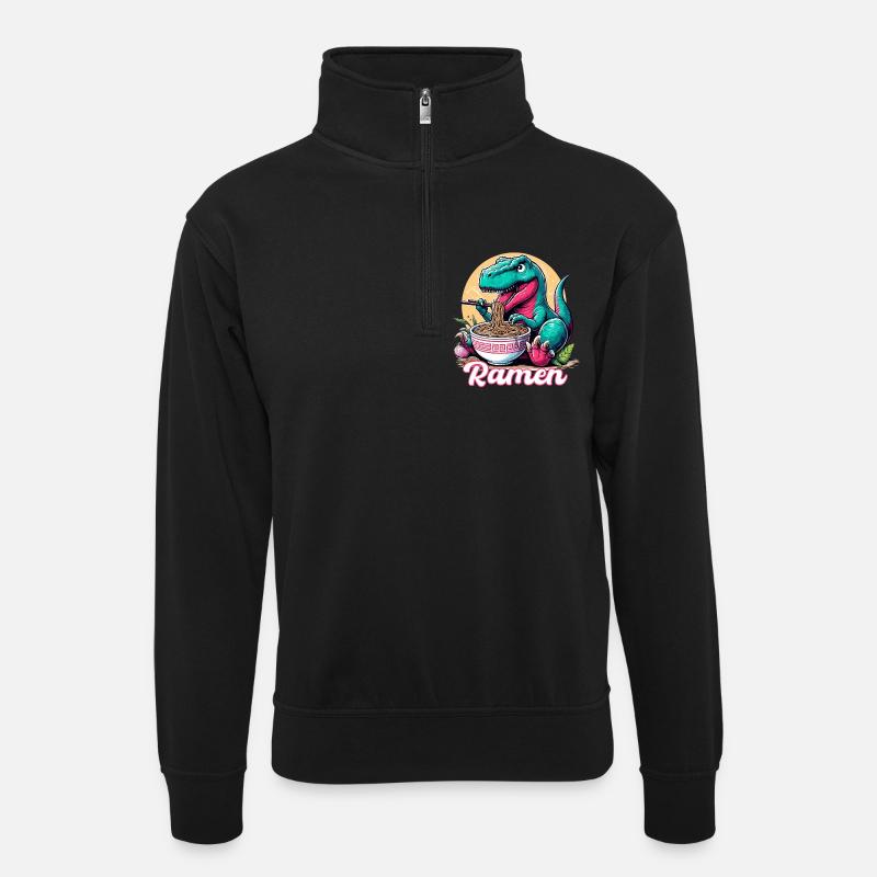 Mignon T-Rex Ramen Dinosaure Cadeau - Sweat col montant zippé unisexe - noir