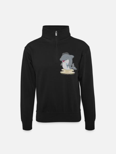 Delfin Mechanic Wrench Workshop - Unisex sweater with zip collar - black