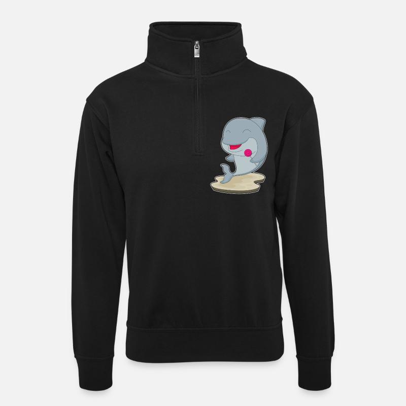 Sucette dauphin - Sweat col montant zippé unisexe - noir