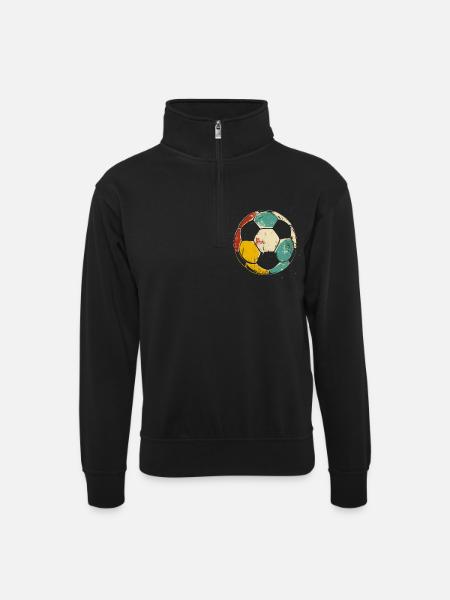 Soccer Illustration - Unisex sweater with zip collar - black
