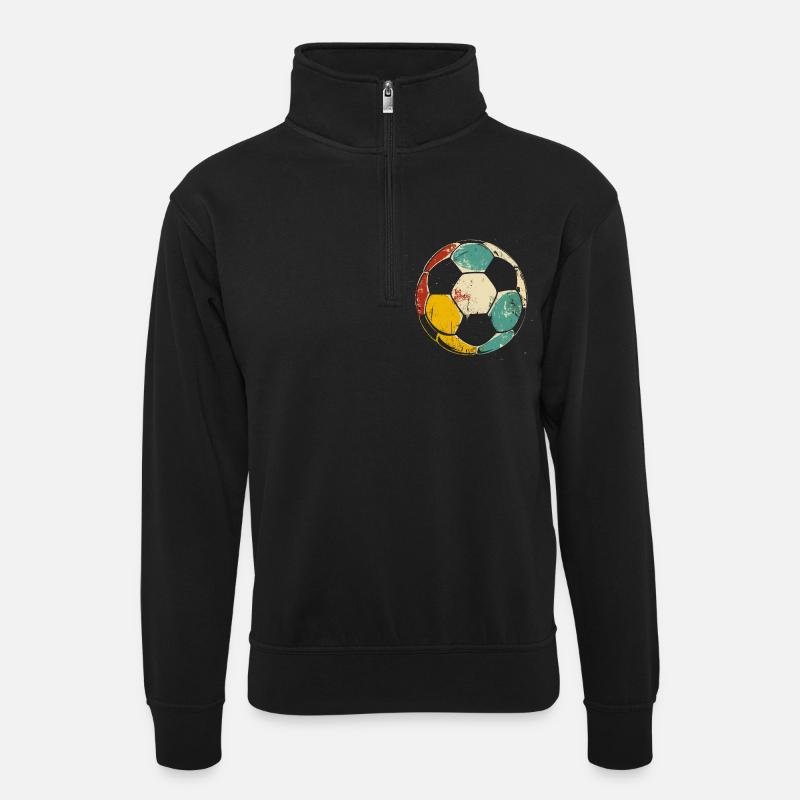 Fußball Illustration - Unisex Pullover mit Zip-Kragen - Schwarz