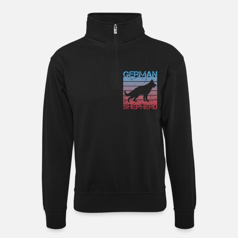 Schäferhund - Unisex Pullover mit Zip-Kragen - Schwarz