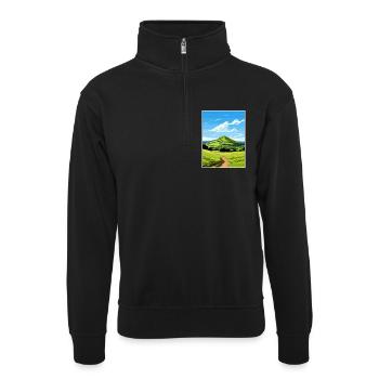 Malvern Hills Aonb Reise Poster Souvenir Farbe WP - Unisex Pullover mit Zip-Kragen - Schwarz - Vorne