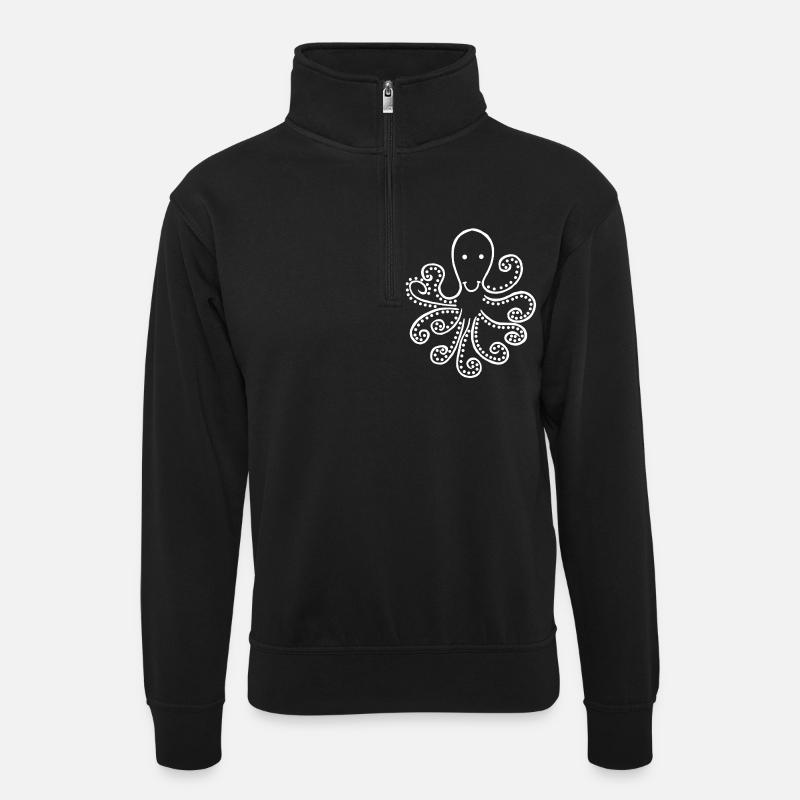 Pieuvre blanche étrange - Sweat col montant zippé unisexe - noir
