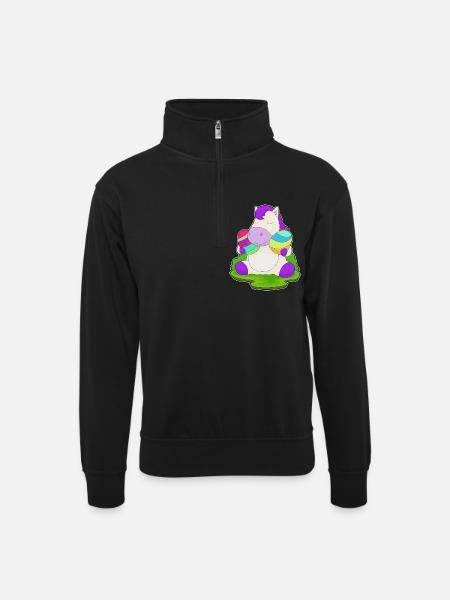 Pferd Ostern Ostereier - Unisex Pullover mit Zip-Kragen - Schwarz