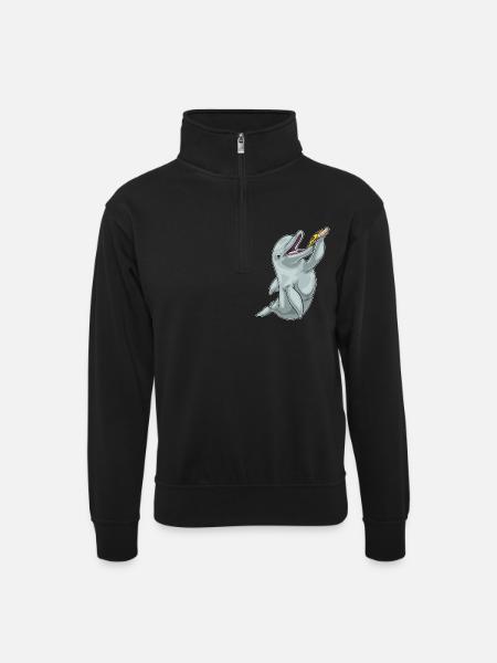 Pizza Dauphin - Sweat col montant zippé unisexe - noir