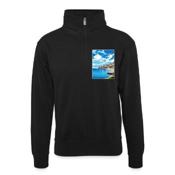 Looe Angleterre Affiche de voyage Souvenir Carte Postale Peinture - Sweat col montant zippé unisexe - noir - Devant
