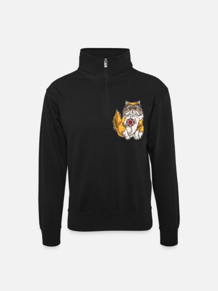 Persian Cat Poker Poker Chips - Unisex sweater with zip collar - black