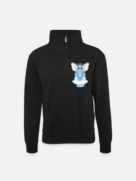 Elephant Angel Wings - Unisex sweater with zip collar - black