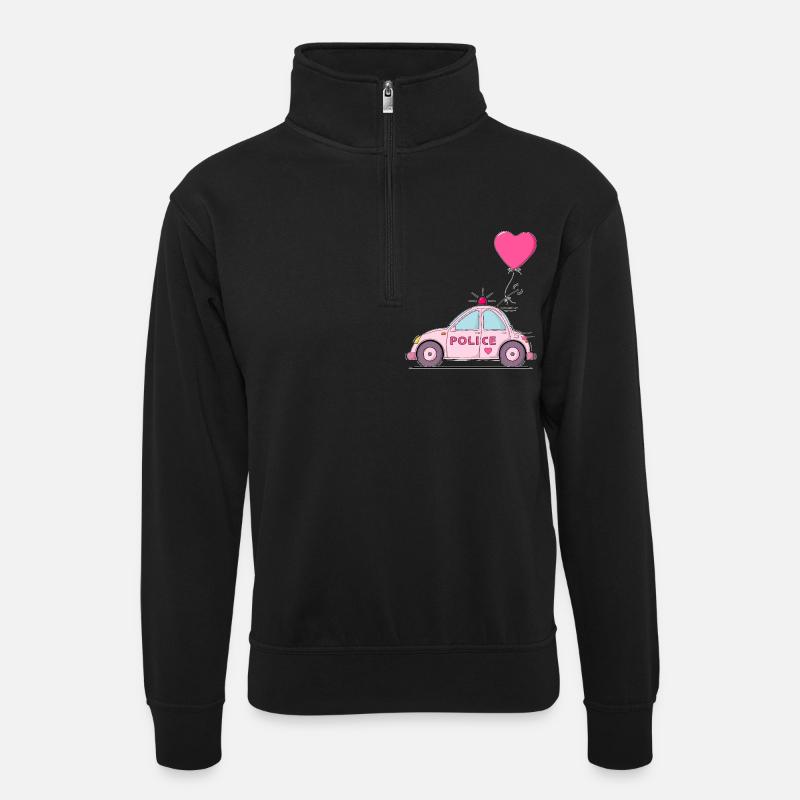 Police Heart Pink - Unisex sweater with zip collar - black