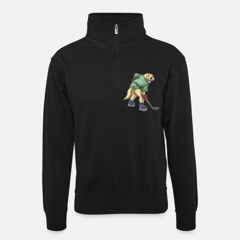 Labrador Eishockey Eishockeyschläger - Unisex Pullover mit Zip-Kragen - Schwarz