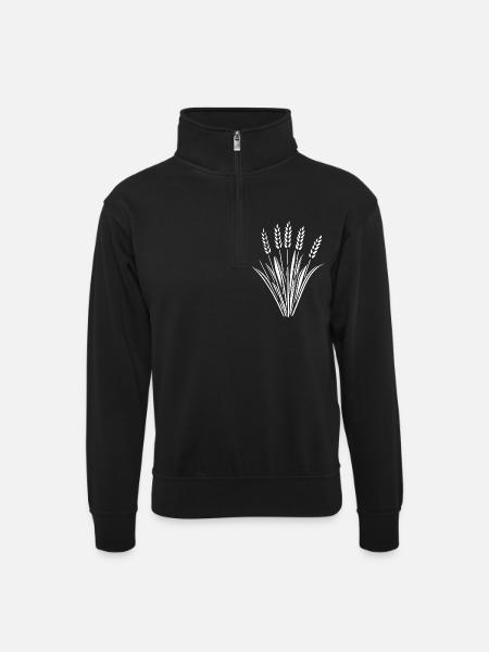 5 ears of grain wheat - Unisex sweater with zip collar - black