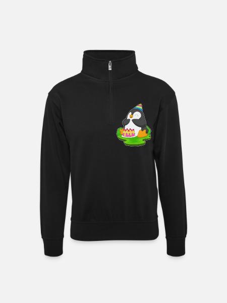 Gâteau d’anniversaire pingouin - Sweat col montant zippé unisexe - noir