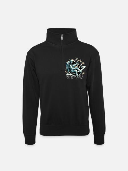 Wareniki Astronaut lecker Geschenk - Unisex Pullover mit Zip-Kragen - Schwarz