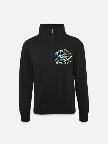 Vareniki Astronaut Yummy Gift - Unisex sweater with zip collar - black