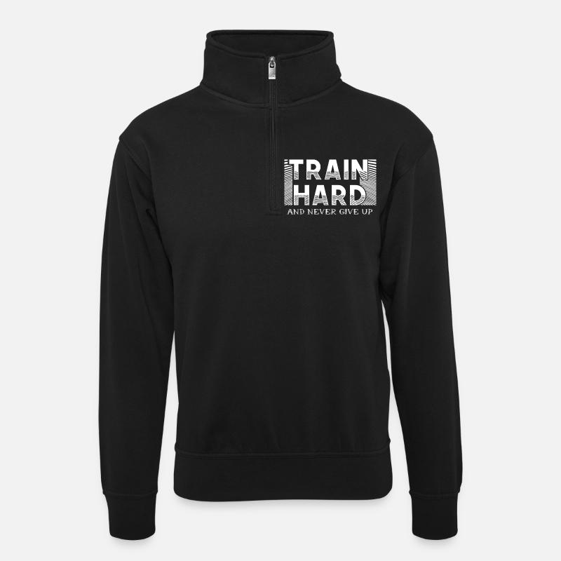 Training - Unisex sweater with zip collar - black