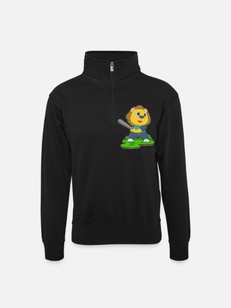 Lion Baseball Baseball Bat - Unisex sweater with zip collar - black