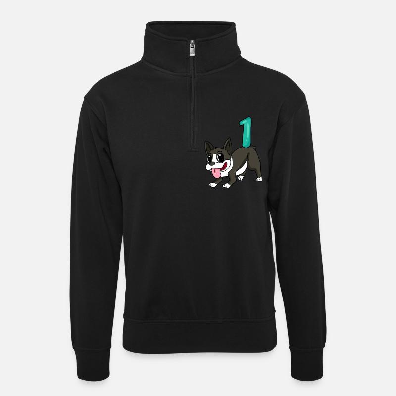 Numéro 1 Numéro Un - Sweat col montant zippé unisexe - noir