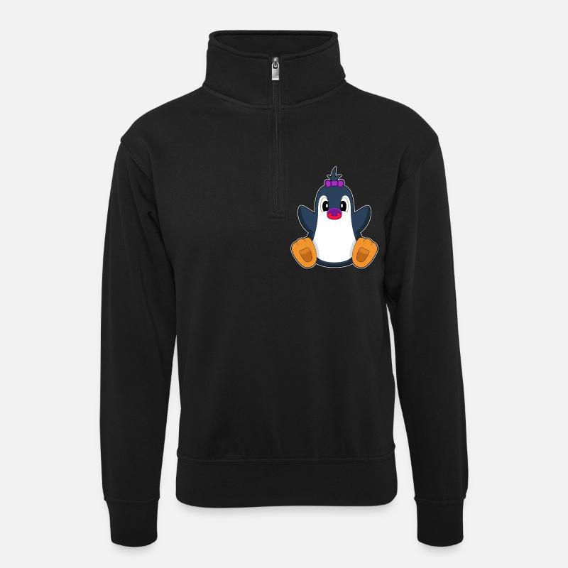 Penguin Baby Pacifier - Unisex sweater with zip collar - black