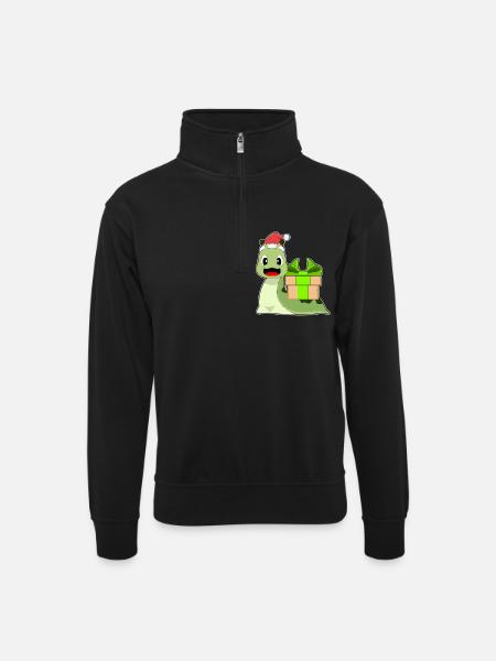 Snail Christmas Package - Unisex sweater with zip collar - black