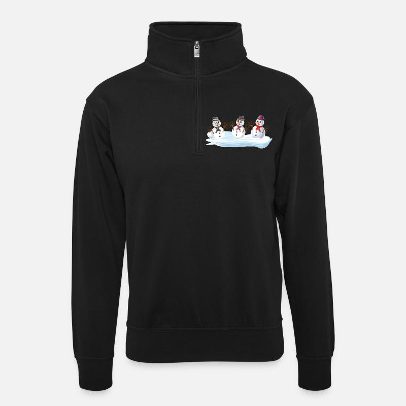 Snowmen - Snowman Christmas squad - Unisex sweater with zip collar - black