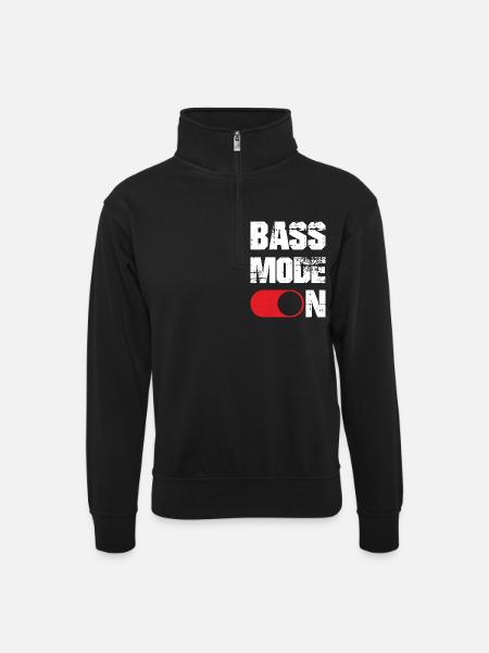 Bass mode on funny - Unisex sweater with zip collar - black