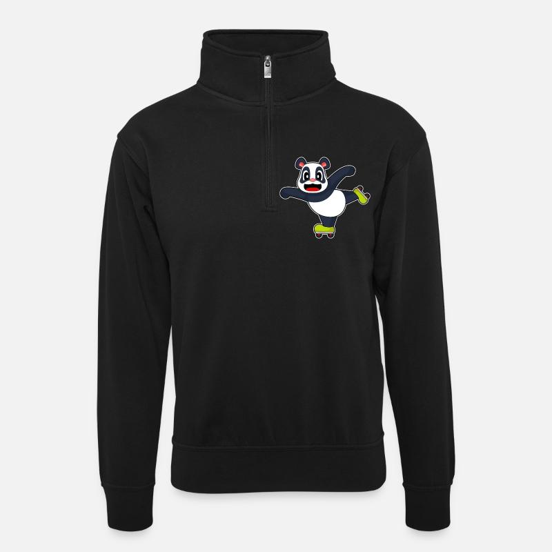 Panda Inline skating Rollschuhe - Unisex Pullover mit Zip-Kragen - Schwarz