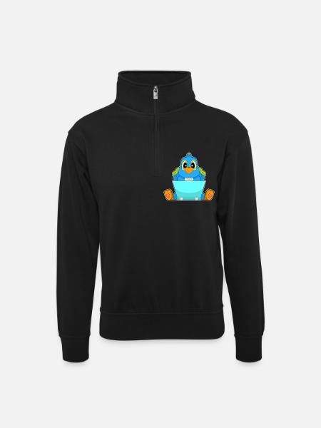 Parrot Laptop - Unisex sweater with zip collar - black