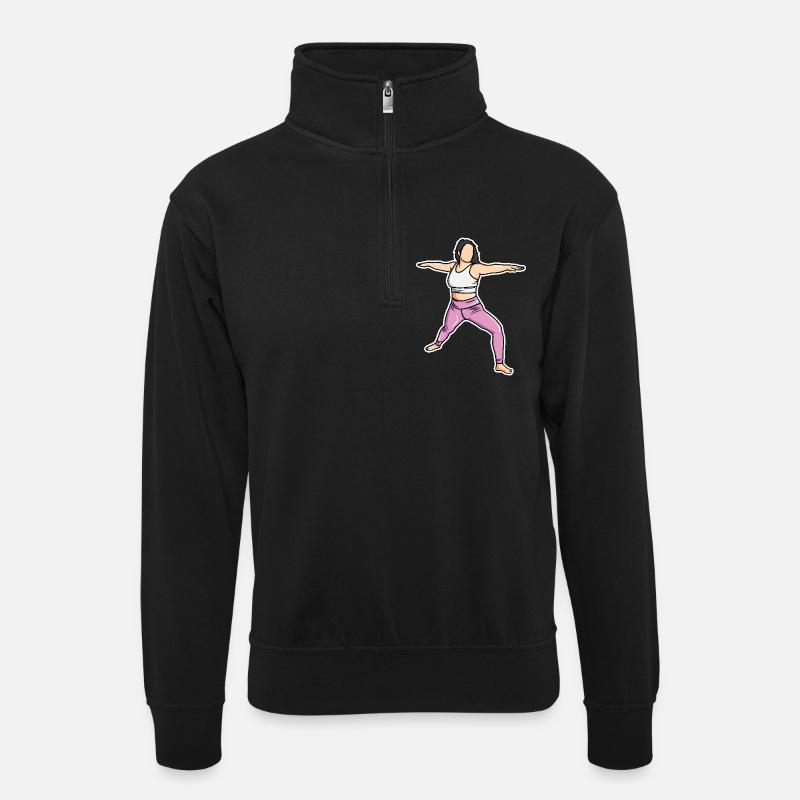 Yogini Zeichnung - Unisex Pullover mit Zip-Kragen - Schwarz