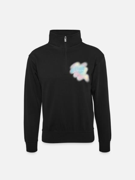 Dreamy – Pastell Aquarell Ästhetik - Unisex Pullover mit Zip-Kragen - Schwarz