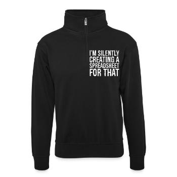 I'm silently creating a spreadsheet for that - Unisex sweater with zip collar - black - Front