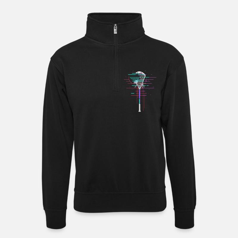 Lacrosse Stick 80s - Unisex sweater with zip collar - black